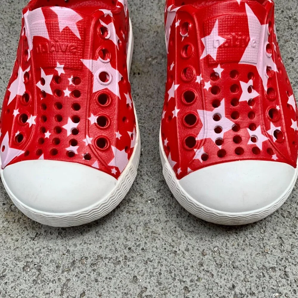 NATIVE Jefferson Stars Shoes Kids C5 5 Toddler Natives Shoe July 4th Red EUC